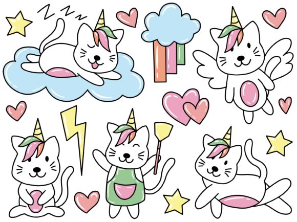 Download Unicorn Cat Doodle Clip Art Collection - Premium Resources
