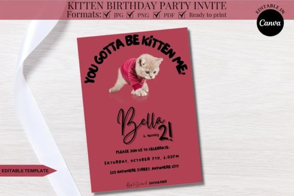 Download Kitten Birthday Party Invite Template - Premium Resources