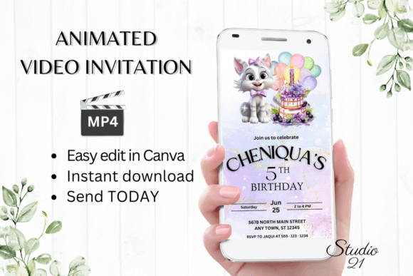 Download Cat Birthday Party Invitation - Premium Resources